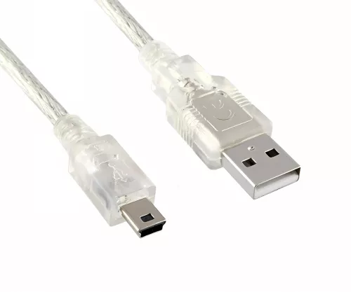 Mini USB 2.0 Kabel, A Stecker auf 5pin mini Stecker, transparent, 2,00m, DINIC Polybag